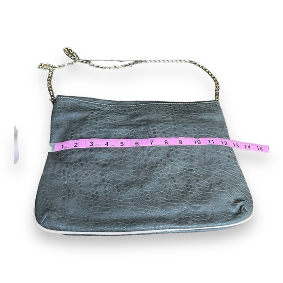 Deux Luxe Luxury Vegan Textured Leather Shoulder Bag Flap Chain Green Gray Pink - Picture 13 of 16